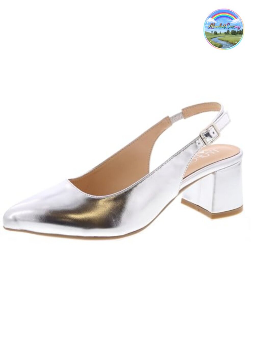 TruFox Women's Pointed Toe Block Heel Slingback Pumps Faux Leather